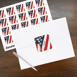 Red White and Blue American Flag Stars and Stripes Square Sticker