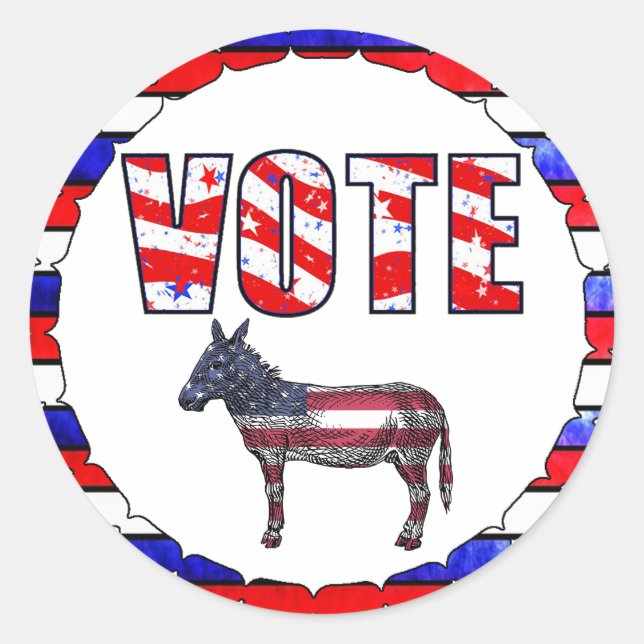Red White and Blue American Flag Vote Stickers (Front)