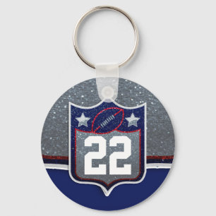 Red White and Blue American Football Team Sports Keychain