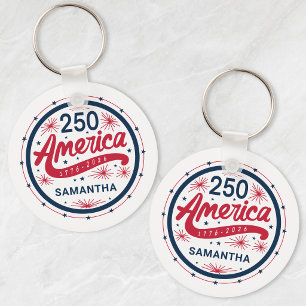 Red White and Blue America's 250th Anniversary Keychain