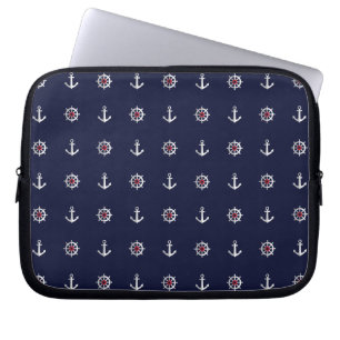 Red White And Blue Anchor Pattern Laptop Sleeve