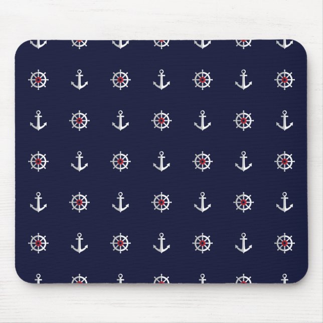 Red White And Blue Anchor Pattern Mouse Pad (Front)