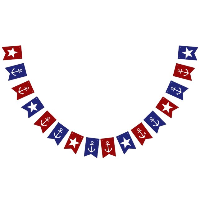 Red White and Blue Anchors and Stars Bunting Flags (All)