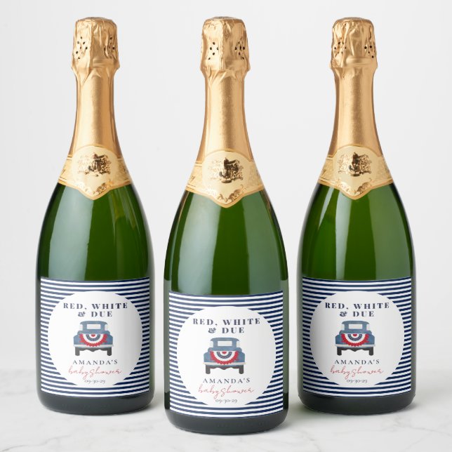 Red White and Blue Baby Shower  Favour  Sparkling Wine Label (Bottles)