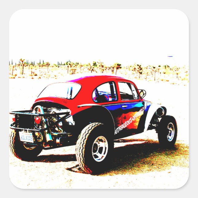 red white and blue baja bug in all categories square sticker (Front)