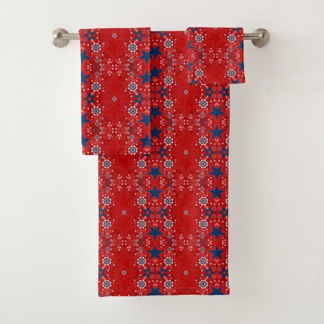 Red, White, and Blue Bandana Towel Set (Insitu)