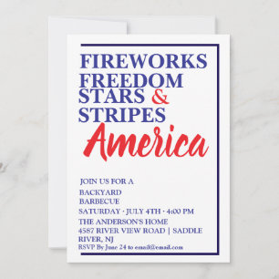 Red White and Blue BBQ Party Invitation