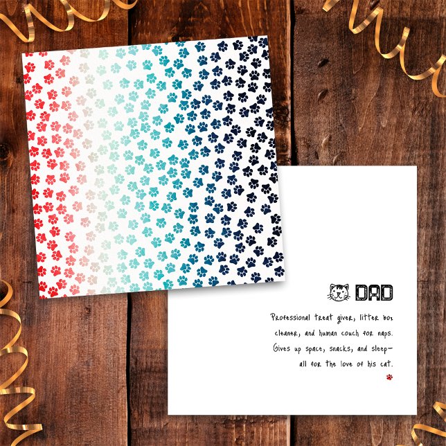Red White and Blue Black Cat Paws Funny Cat Dad Card (Creator Uploaded)