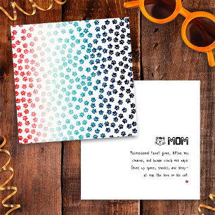 Red White and Blue Black Cat Paws Funny Cat Mom Card