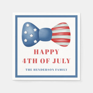 Red, White And Blue Bow 4th Of July Napkin