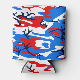 Red White and Blue Camo Can Cooler