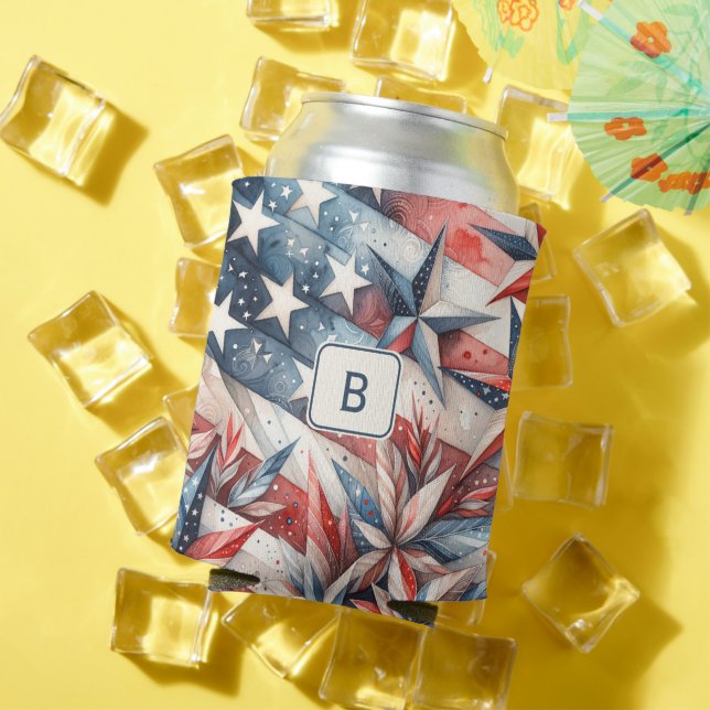 Red White and Blue Can Cooler (In Situ Summer)