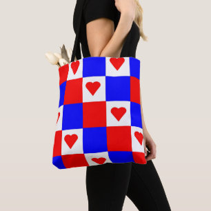 Red, White and Blue Checkers Tote Bag