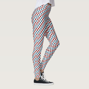 Red White and Blue Chequered Pattern Leggings
