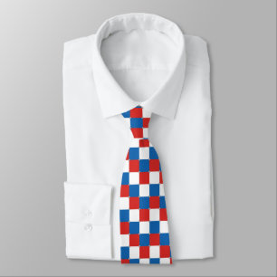 Red white and blue chequered seamless pattern tie