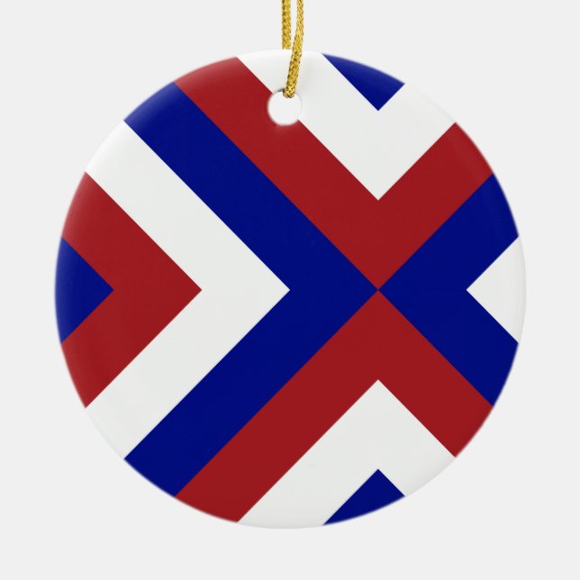 Red, White, and Blue Chevrons Ceramic Ornament (Front)