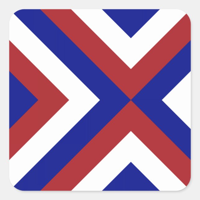 Red, White, and Blue Chevrons Square Sticker (Front)