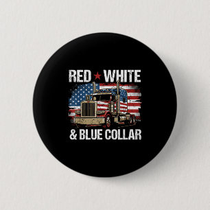 Red white and blue collar patriotic usa flag 2 inch round button