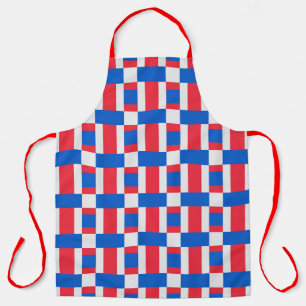 Red White And Blue Colour Blocked Print Apron