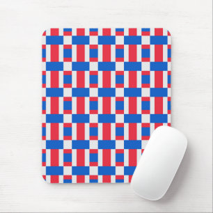 Red White And Blue Colour Blocked Print  Mouse Pad