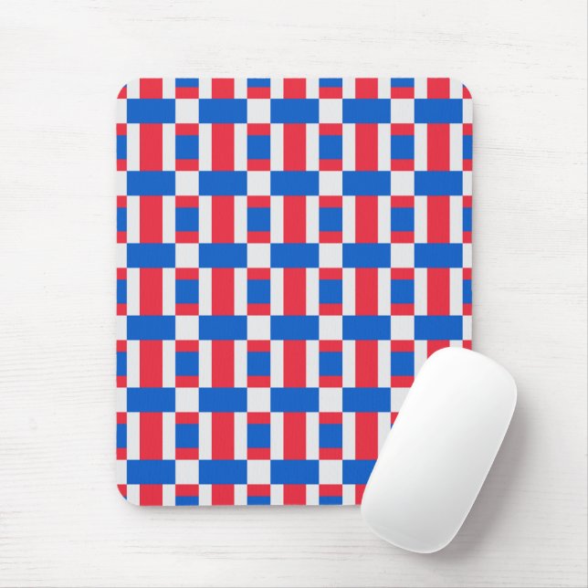 Red White And Blue Colour Blocked Print  Mouse Pad (With Mouse)