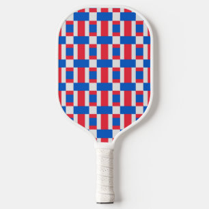 Red White And Blue Colour Blocked Print  Pickleball Paddle