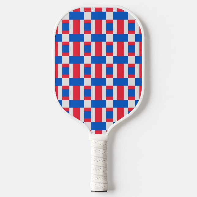 Red White And Blue Colour Blocked Print  Pickleball Paddle (Front)