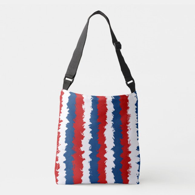 Red, White and Blue Cool Stripe Crossbody Bag (Front)