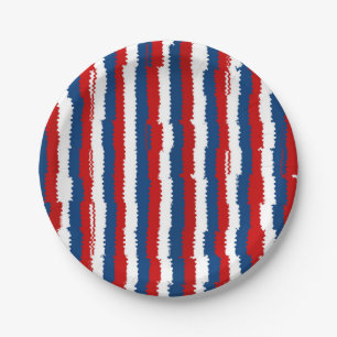 Red, White and Blue Cool Stripe Paper Plate