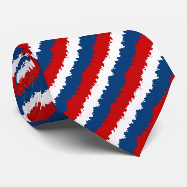 Red, White and Blue Cool Stripe  Tie (Rolled)