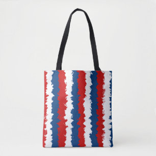 Red, White and Blue Cool Stripe Tote Bag