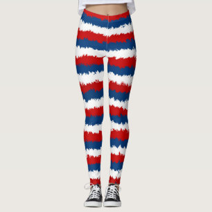 Red, White and Blue Cool Stripes Leggings