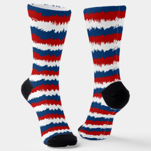 Red, White and Blue Cool Stripes Socks