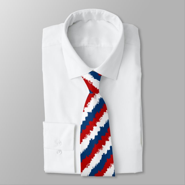 Red, White and Blue Cool Stripes Tie (Tied)