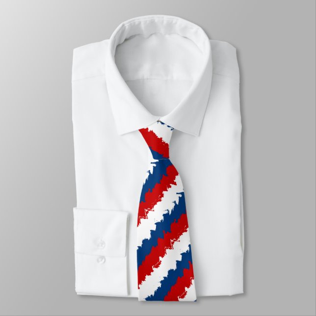 Red, White and Blue Cool Stripes Tie (Tied)