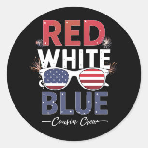 Red White And Blue Cousin Crew 4th Of July Classic Round Sticker