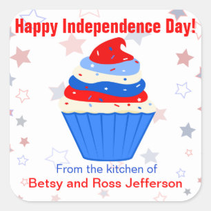 Red, White and Blue Cupcake Personalized Stickers