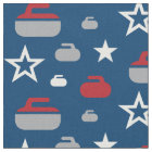Red, White and Blue Curling Rocks Fabric