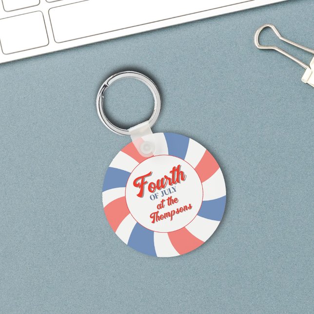 Red White and Blue Custom Fourth of July Keychain (Red, white and blue fourth of July Keychain.)