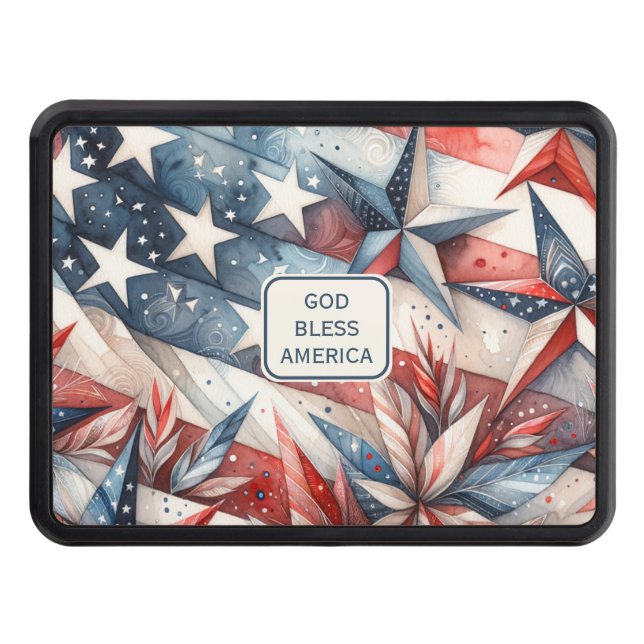 Red White and Blue Custom Text Trailer Hitch Cover (Front)