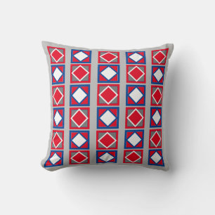 Red White And Blue Diamond Pattern Throw Pillow