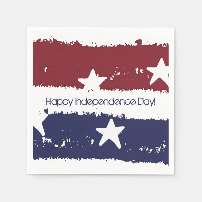 Red, White and Blue Distressed Paint Paper Napkins (Front)