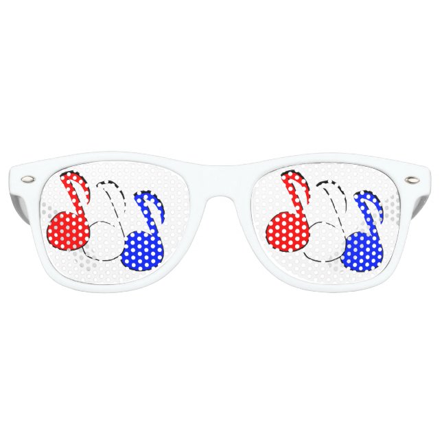 Red White and Blue Eighth Note Fashion Glasses (Front)