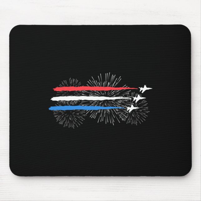 Red White And Blue Fighter Jets With Fireworks 4th Mouse Pad (Front)