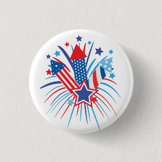 Red, white and blue fireworks, 4th of July button