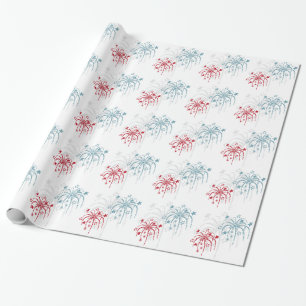 Red White and Blue Fireworks 4th of July Gift Wrap