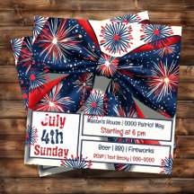 Red White and Blue Fireworks and Bow 