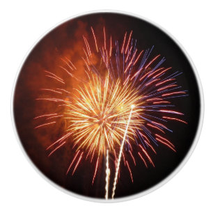 Red, White and Blue Fireworks I Patriotic Ceramic Knob