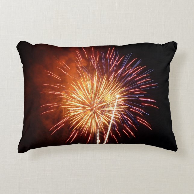 Red, White and Blue Fireworks I Patriotic Decorative Pillow (Front)