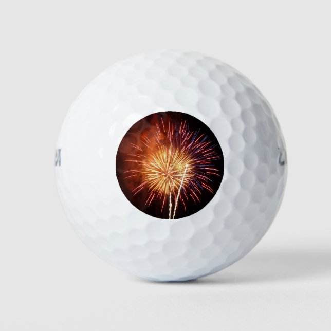 Red, White and Blue Fireworks I Patriotic Golf Balls (Front)
